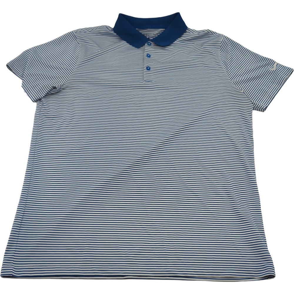 Nike Golf Mens Dri-FIT Striped Polo Shirt Blue White Standard Fit Large